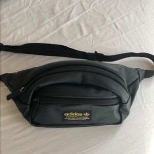 Adidas black vegan leather fanny pack